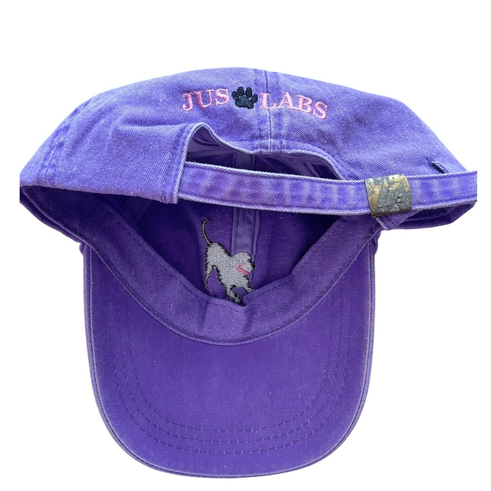 JUS LABS Purple Baseball Cap Black Labrador Dog Tennis Ball Embroidered Hat - Picture 6 of 6